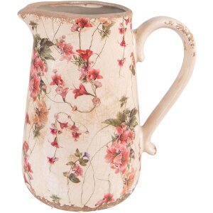 Clayre & Eef 6CE1550M Doniczka dekoracyjna 16x12x18 cm różowa - beżowa