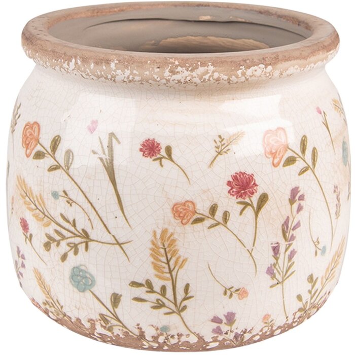 Clayre & Eef 6CE1551L Doniczka dekoracyjna Ø 20x15 cm różowa - zielona