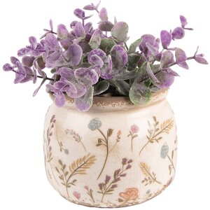 Clayre & Eef 6CE1551S Doniczka dekoracyjna Ø 12x9 cm różowa - zielona