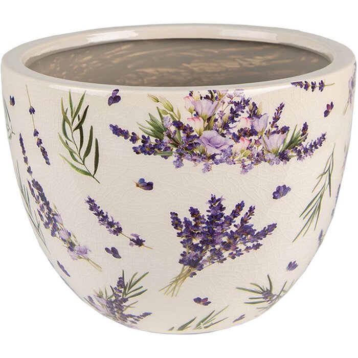 Clayre & Eef 6CE1553M Doniczka dekoracyjna Ø 20x15 cm fioletowa-zielona