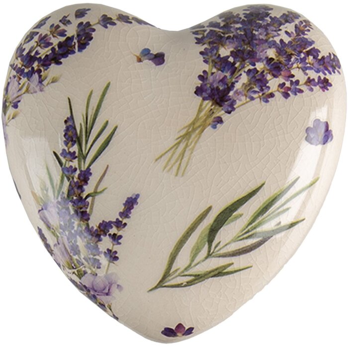 Clayre & Eef 6CE1554L Dekoracja Serce 11x11x4 cm Fioletowy - Zielony