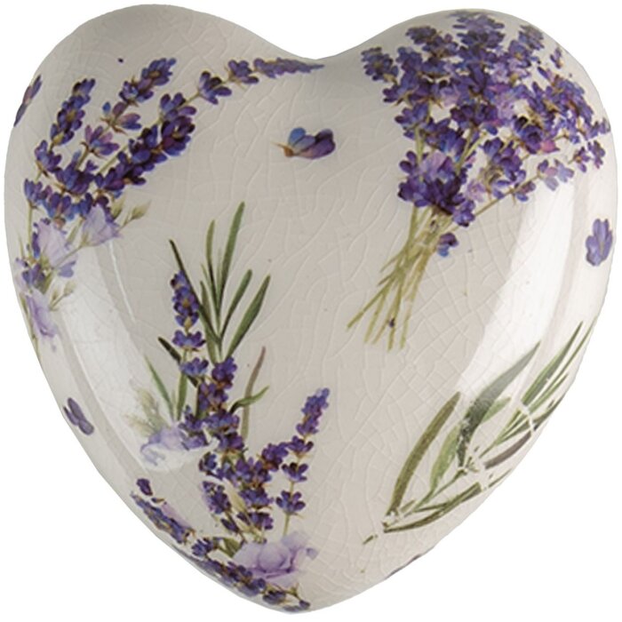 Clayre & Eef 6CE1554M Dekoracja serce 8x8x4 cm fioletowy-zielony
