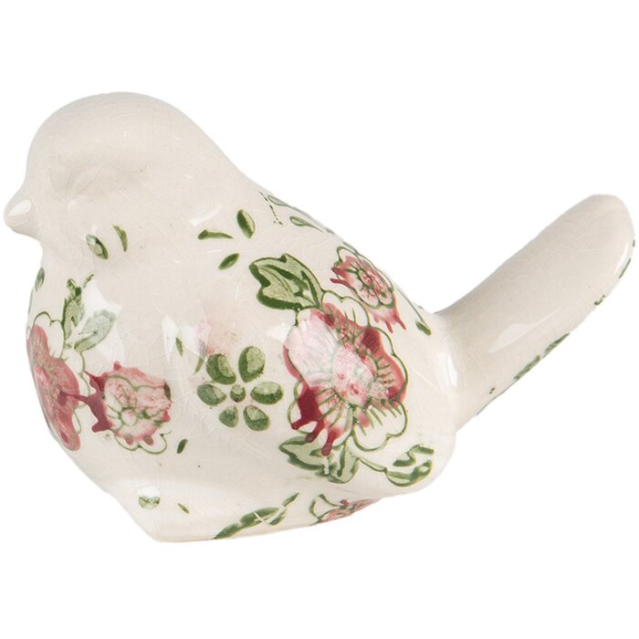 Clayre & Eef 6CE1567M Dekoracja Ptak Ceramika różowo-beżowa 10x6x7 cm