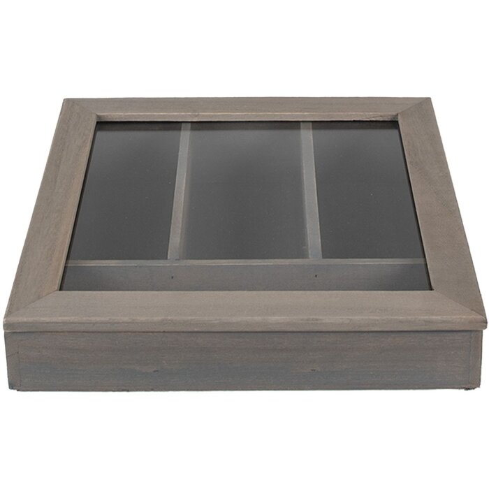 Clayre & Eef 6H1583G Taca na sztućce 30x30x8 cm szara kwadratowa