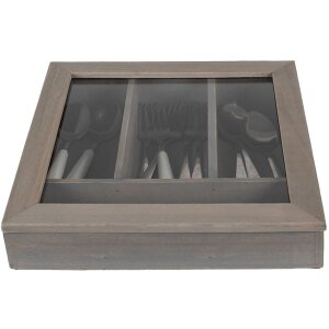 Clayre & Eef 6H1583G Taca na sztućce 30x30x8 cm szara kwadratowa