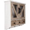 Clayre & Eef 6H2265 Szafka ścienna 53x15x51 cm Biały - Brązowy Prostokąt