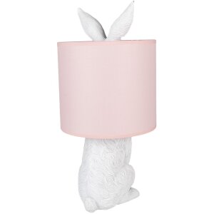 Clayre & Eef 6LMC0013WP Lampa stołowa Królik Ø20x43 cm E27 60W biała różowa