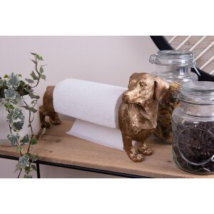 Clayre & Eef 6PR3637 Uchwyt na bułkę kuchenną Dog Gold Black 46x15x21 cm