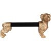 Clayre & Eef 6PR3637 Uchwyt na bułkę kuchenną Dog Gold Black 46x15x21 cm
