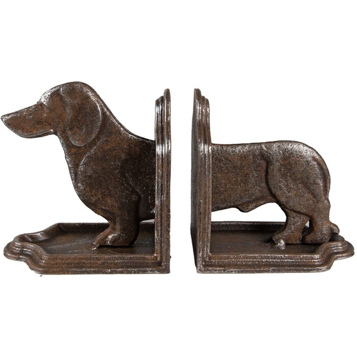 Clayre & Eef 6Y5427 Podstawka pod książkę (2 sztuki) Pies 23x8x13 cm Brązowy