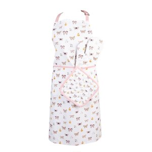 Clayre & Eef BPD41 Fartuch 70x85 cm beżowy-różowy