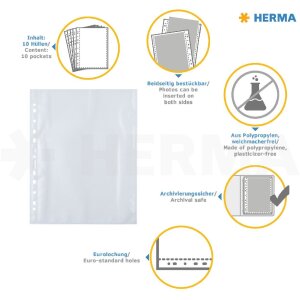 HERMA 7566 Fotofan format portretowy biały 20x30 cm 250 rękawów Archiwizacja