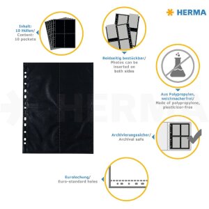 HERMA 7711 Fotofanowe rękawy fotograficzne 10x15 cm czarne 250 rękawów