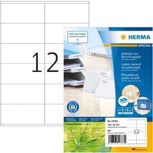 HERMA 10733 Etykiety papierowe z makulatury A4 105x48 mm...