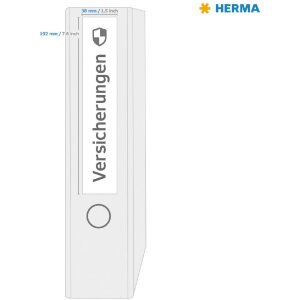 HERMA 10739 Etykiety do teczek A4 192x38mm białe trwałe do wąskich teczek