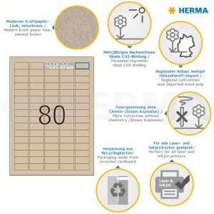 HERMA 10751 Etykiety papierowe Silphie A4 35,6x16,9 mm naturalny brązowy klej permanentny