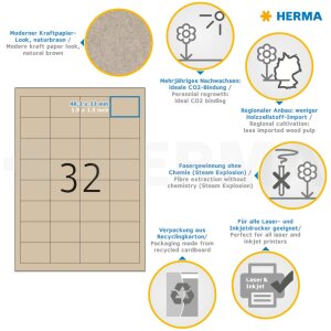 HERMA 10752 Etykiety A4 48,3x33,8mm naturalny brązowy papier Silphie 20 arkuszy