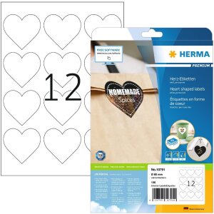 HERMA 10791 Etykiety Premium serca A4 Ø60mm białe...