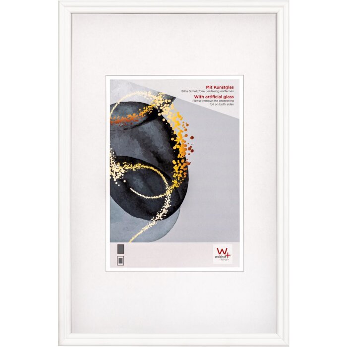 Drewniana ramka Walther Select 13x18 cm białe szkło artystyczne