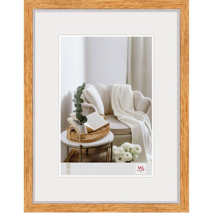 Rama drewniana Walther MDF Hygge 30x40 cm dąb srebrny krawędź