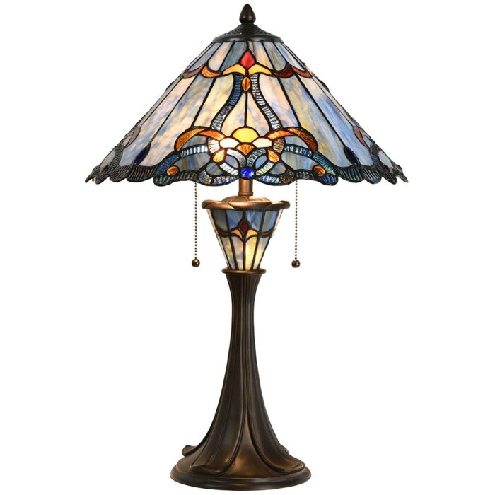 LumiLamp 5LL-6313 Lampa stołowa Tiffany niebieska Ø 40x61 cm E27-max 2x60W