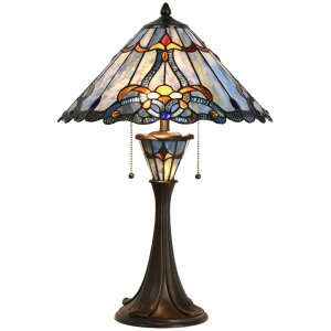 LumiLamp 5LL-6313 Lampa stołowa Tiffany niebieska...