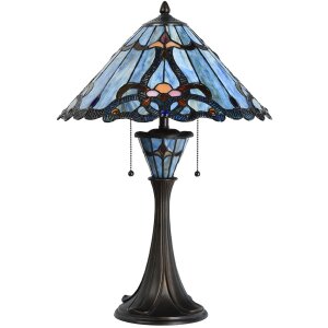 LumiLamp 5LL-6313 Lampa stołowa Tiffany niebieska Ø 40x61 cm E27-max 2x60W