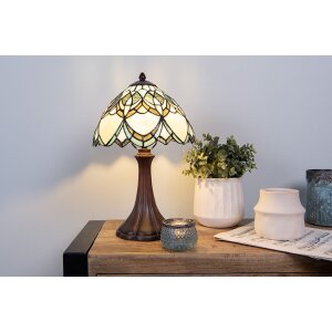 LumiLamp 5LL-6334 Lampa stołowa Tiffany Beige Ø 25x42 cm E14-max 1x40W