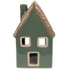 Clayre & Eef 6CE1601 Świecznik Świąteczny Domek Zielony Brązowy 9x8x15 cm