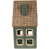 Clayre & Eef 6CE1601 Świecznik Świąteczny Domek Zielony Brązowy 9x8x15 cm
