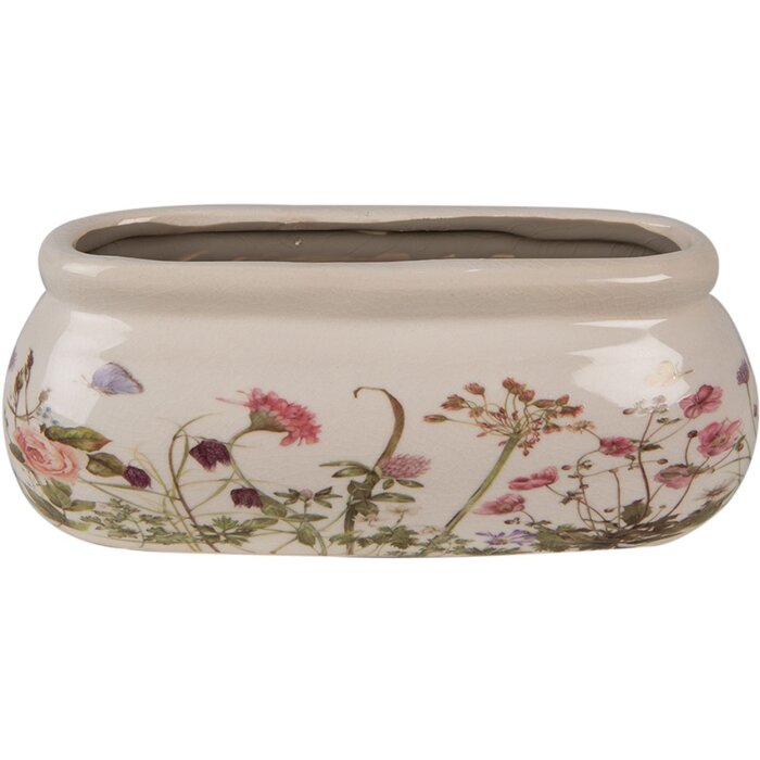 Clayre & Eef 6CE1602S Doniczka do wnętrz różowo-beżowa 18x7x7 cm