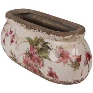 Clayre & Eef 6CE1603S Doniczka do wnętrz różowo-beżowa 18x7x7 cm