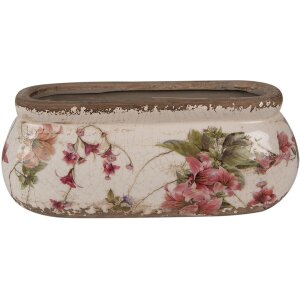 Clayre & Eef 6CE1603S Doniczka do wnętrz różowo-beżowa 18x7x7 cm