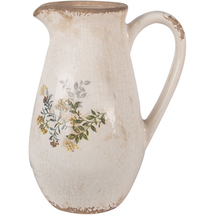 Clayre & Eef 6CE1606M Dzbanek dekoracyjny beżowy 17x13x22 cm