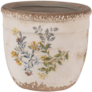 Clayre & Eef 6CE1607S Doniczka do wnętrz beżowo-żółta Ø 13x11 cm