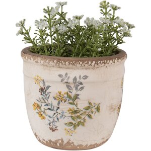Clayre & Eef 6CE1607S Doniczka do wnętrz beżowo-żółta Ø 13x11 cm