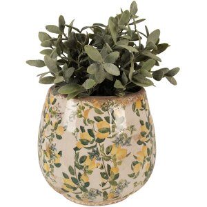 Clayre & Eef 6CE1608L Doniczka do wnętrz beżowo-żółta Ø 18x17 cm