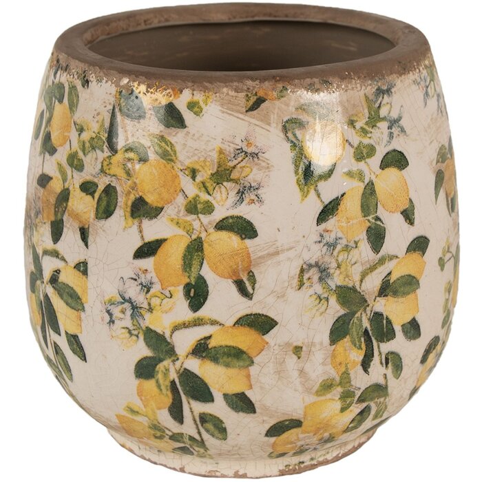 Clayre & Eef 6CE1608M Doniczka do wnętrz beżowo-żółta Ø 15x15 cm