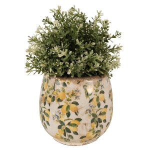 Clayre & Eef 6CE1608M Doniczka do wnętrz beżowo-żółta Ø 15x15 cm