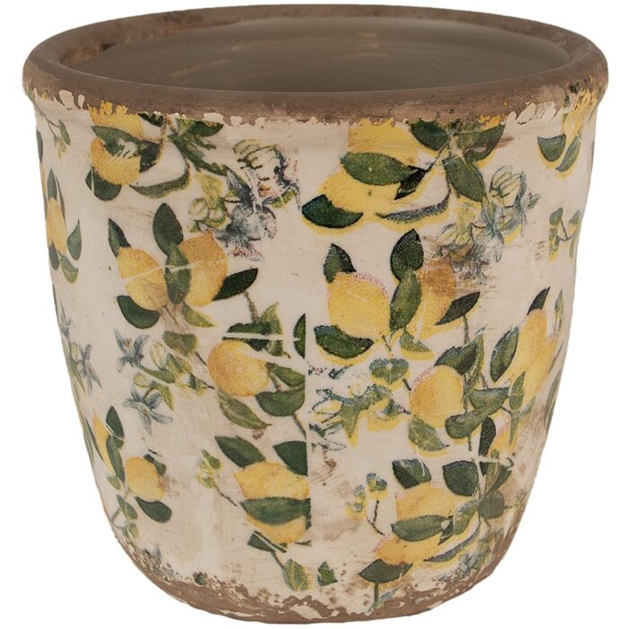 Clayre & Eef 6CE1609M Doniczka do wnętrz beżowo-żółta Ø 14x13 cm