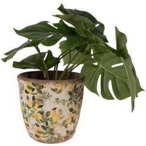 Clayre & Eef 6CE1609M Doniczka do wnętrz beżowo-żółta Ø 14x13 cm