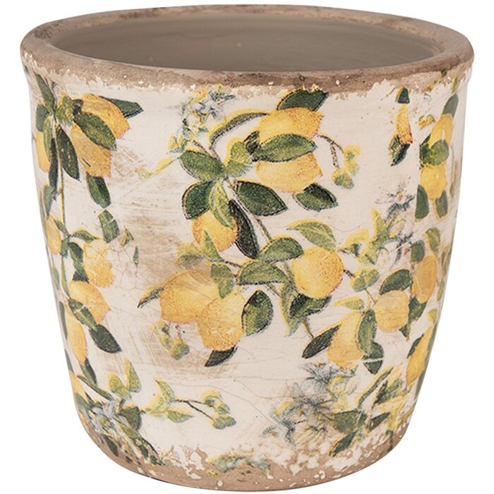 Clayre & Eef 6CE1609S Doniczka do wnętrz beżowo-żółta Ø 13x12 cm
