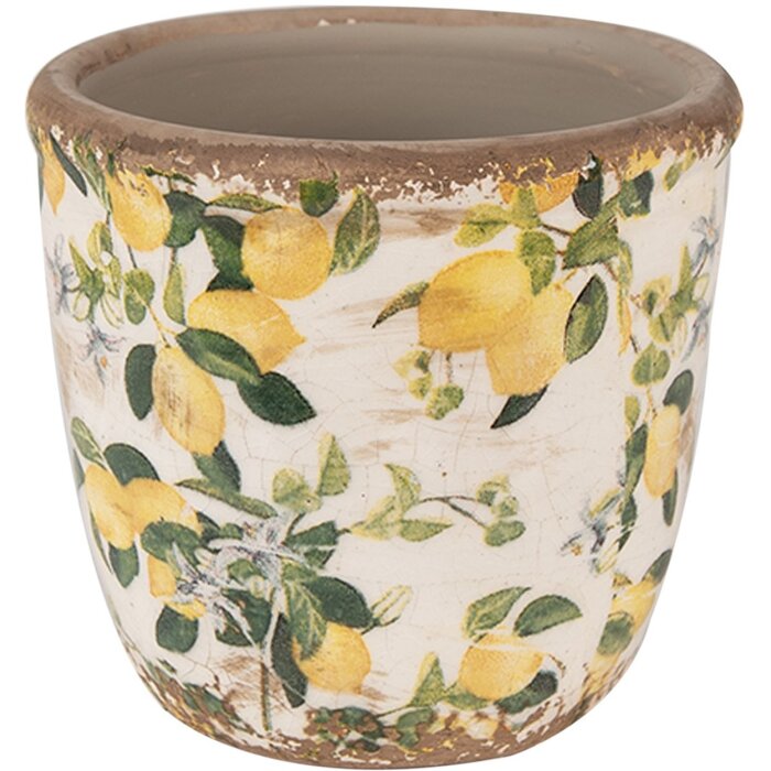 Clayre & Eef 6CE1609XS Doniczka do wnętrz beżowo-żółta Ø 11x10 cm