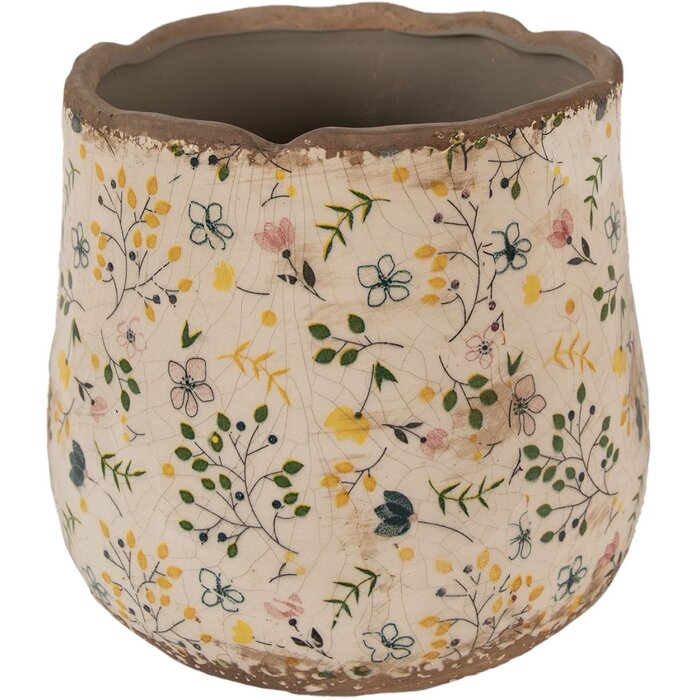 Clayre & Eef 6CE1610L Doniczka do wnętrz beżowo-żółta Ø 21x19 cm