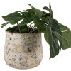 Clayre & Eef 6CE1610M Doniczka beżowo-żółta Ø 18x16 cm ceramiczna styl wiejski