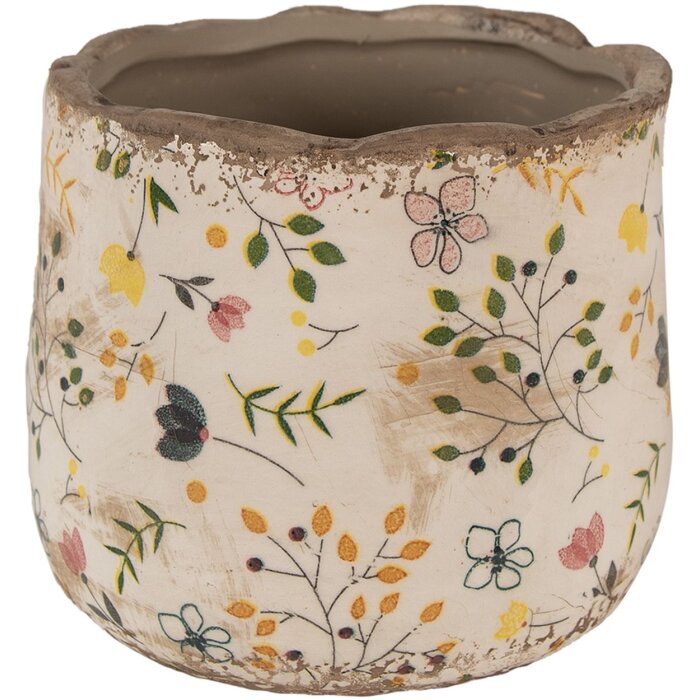 Clayre & Eef 6CE1610S Doniczka do wnętrz beżowo-żółta Ø 14x12 cm