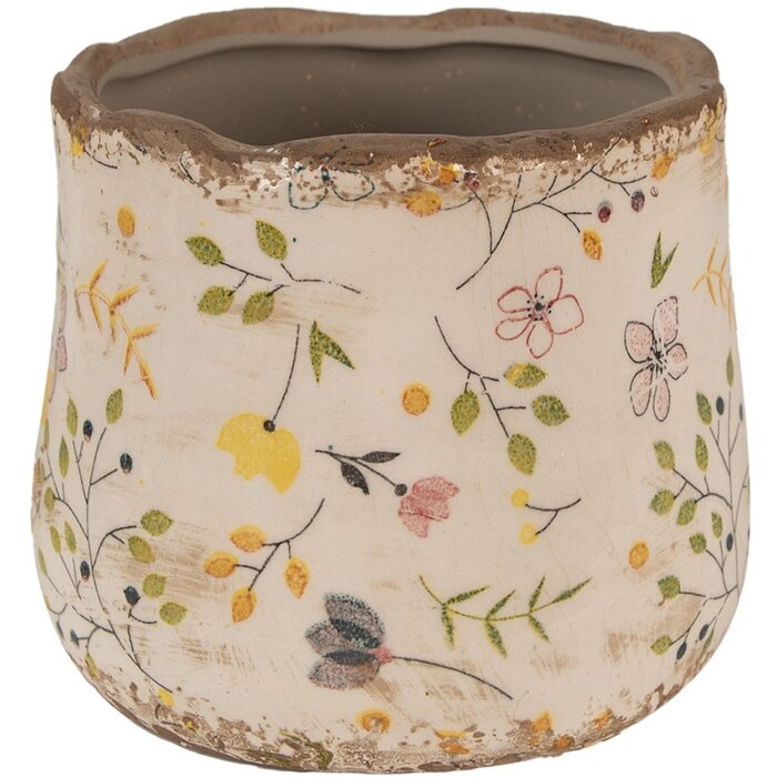 Clayre & Eef 6CE1610XS Doniczka do wnętrz beżowo-żółta Ø 11x10 cm
