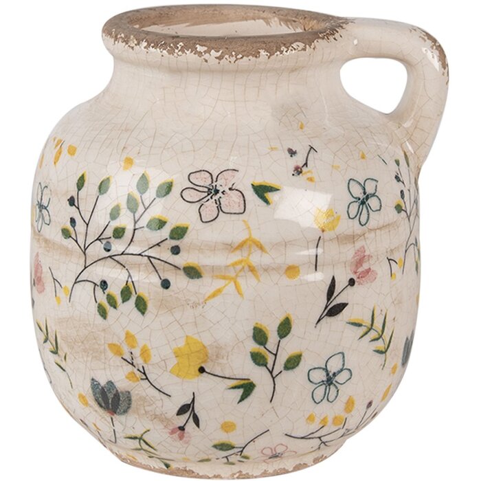 Clayre & Eef 6CE1611M Dzbanek dekoracyjny beżowo-żółty Ø 12x14 cm