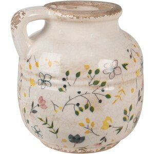 Clayre & Eef 6CE1611M Dzbanek dekoracyjny beżowo-żółty Ø 12x14 cm