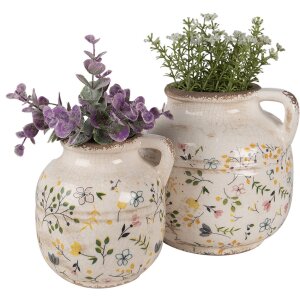 Clayre & Eef 6CE1611M Dzbanek dekoracyjny beżowo-żółty Ø 12x14 cm